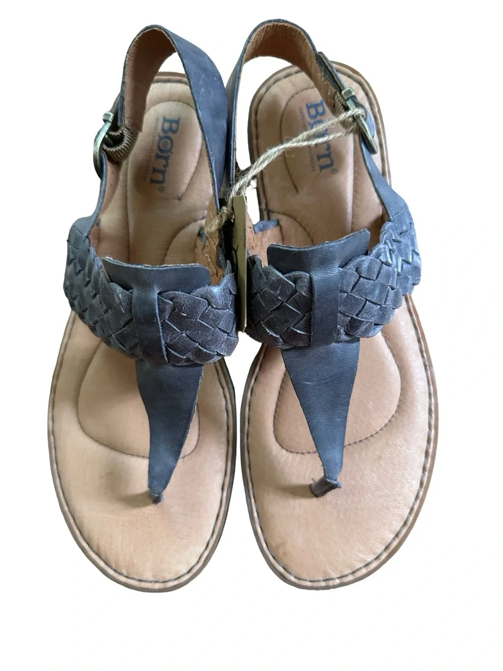 NWT Born Leather Braided Thong Sandal Gray Sz 9 - Picture 1 of 8